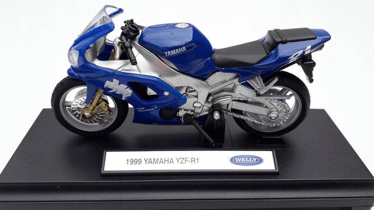 WELLY YAMAHA YZF-R1 1999 Blue Motorcycle Metal Model WELLY 1:18