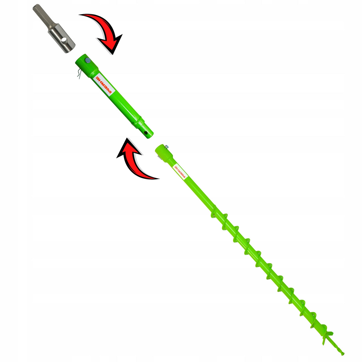 WERHE Soil drill bit 50 mm D with HEX adapter and 200 mm extension Manufacturer code 1282