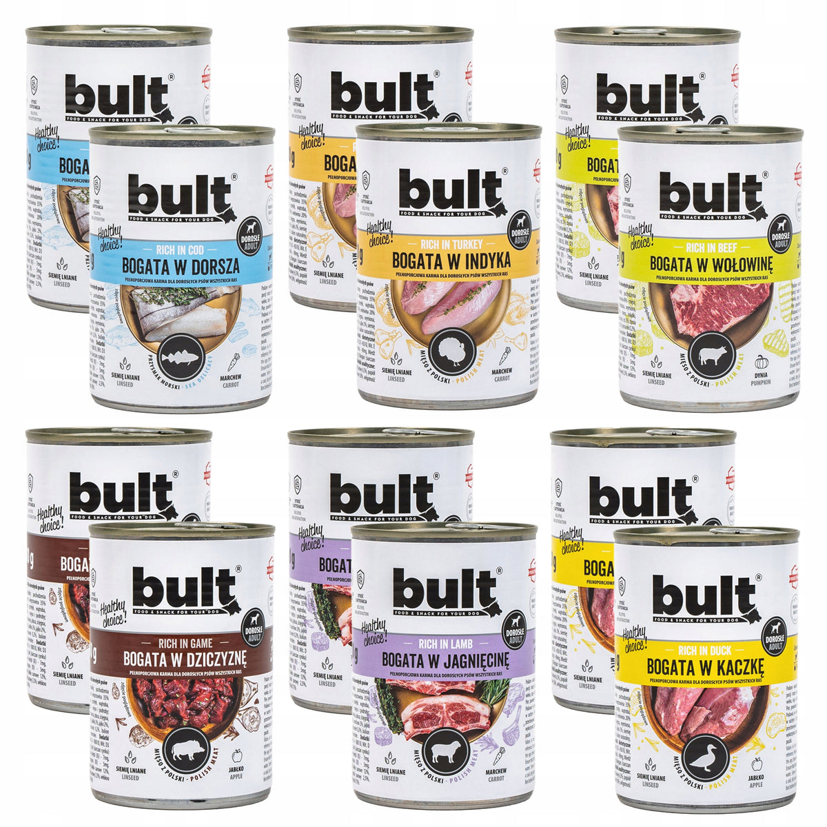 WET DOG FOOD 12 x 800g. 6 FLAVORS BULT MIX 75% MONTHS CANNED FOOD
