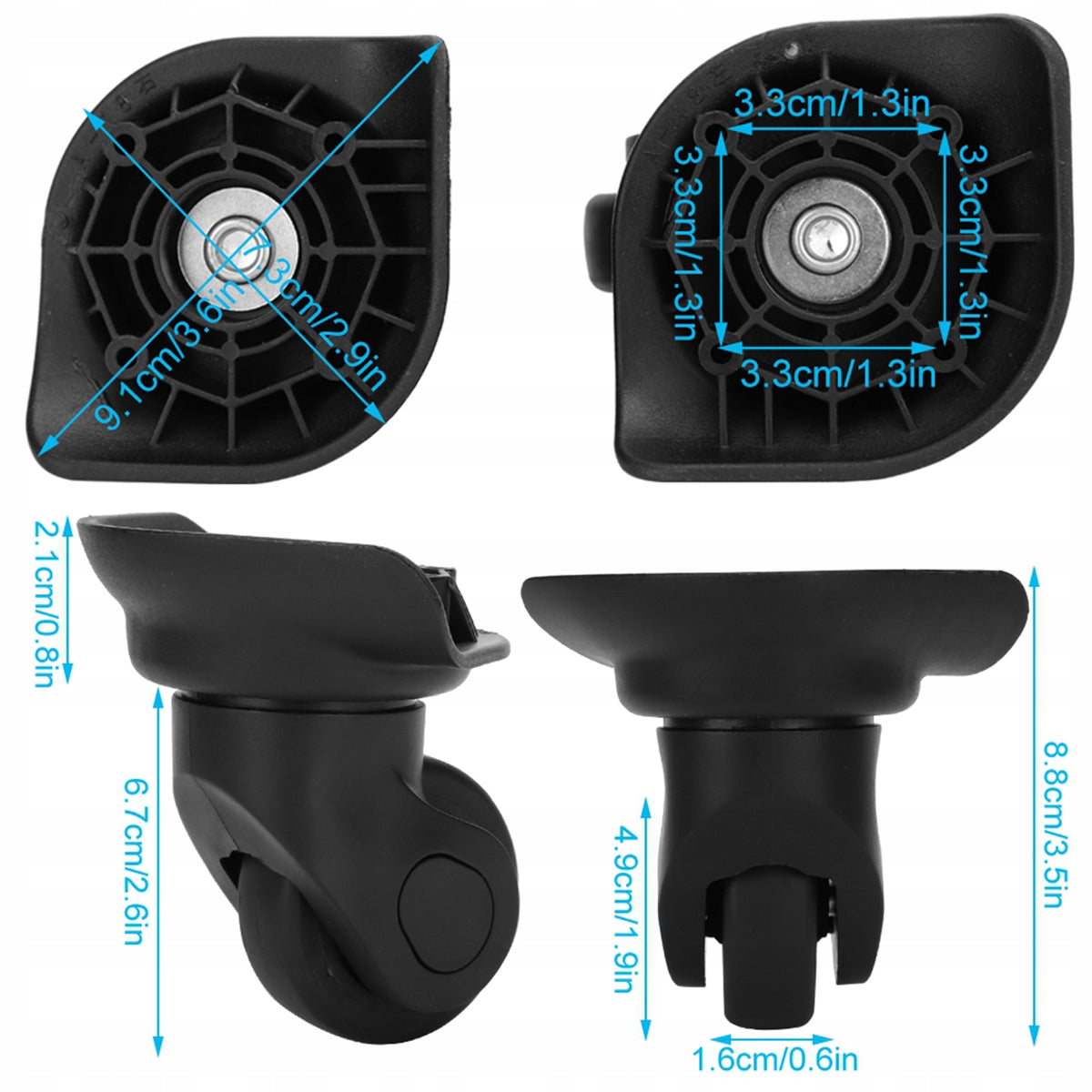 WHEEL FOR SUITCASE PARTS SUITCASES BAG 2PCS. EAN (GTIN) 4016711374565