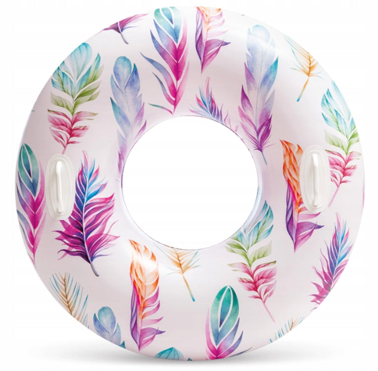 WHEEL INFLATABLE LARGE WATER MATTRESS FOR SWIMMING POOL CIRCLE 97CM XXL HANDLE Color multicolor