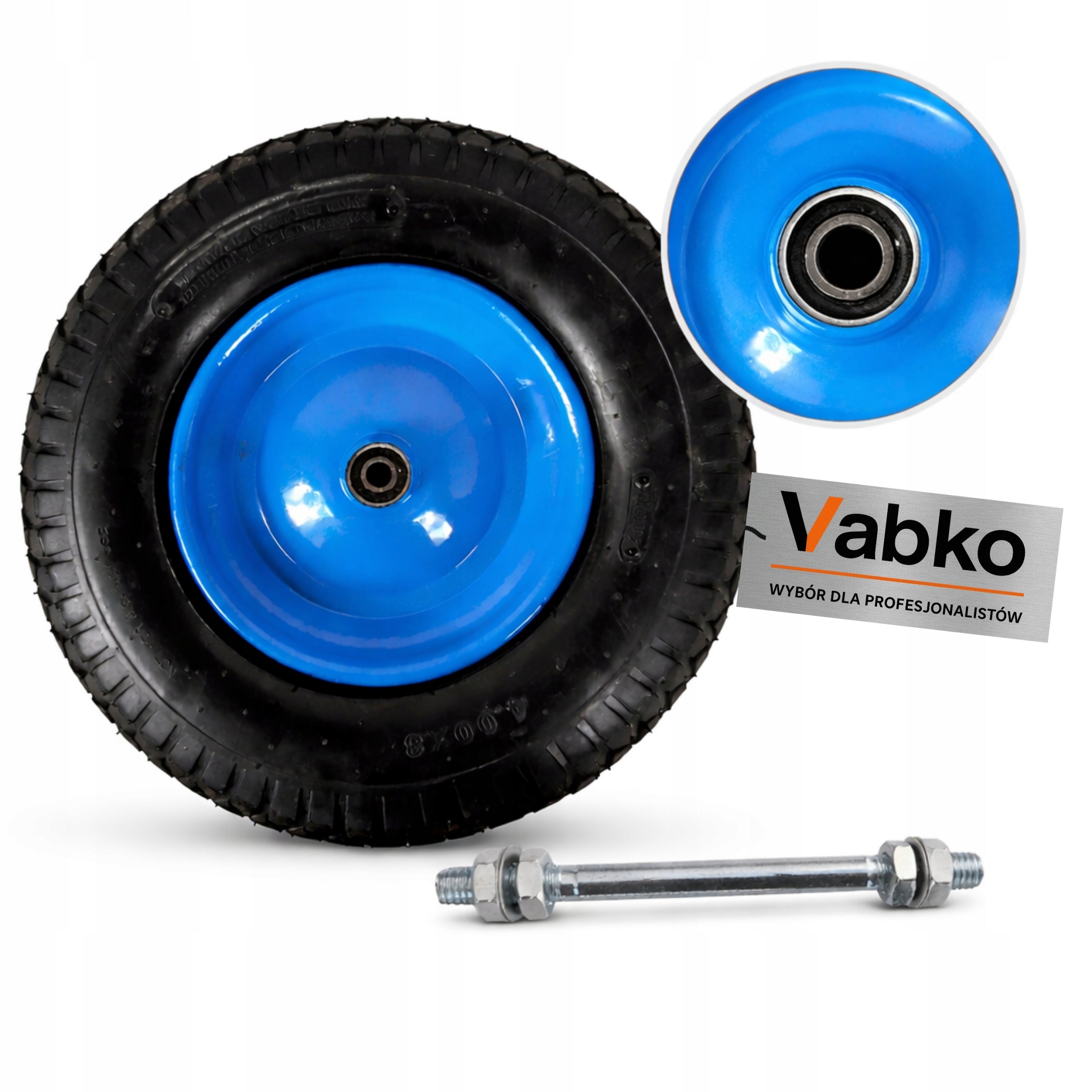 WHEEL PUMPED FOR WHEELBARROW, TROLLEY 400x8 400/8 400-8 4.00-8 + AXLE 12mm STRONG