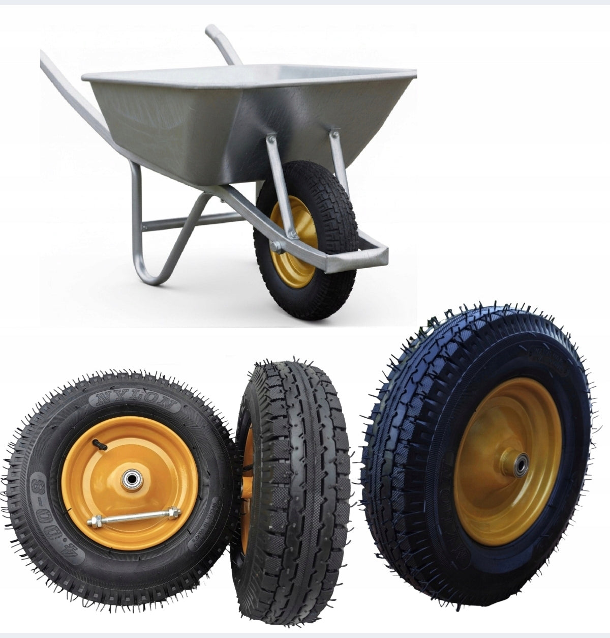 WHEEL STRONG FOR WHEELBARROW WHEEL 8PR 400 MM 8 CANVASES 170 KG 4.80/4.00-8 AXLE