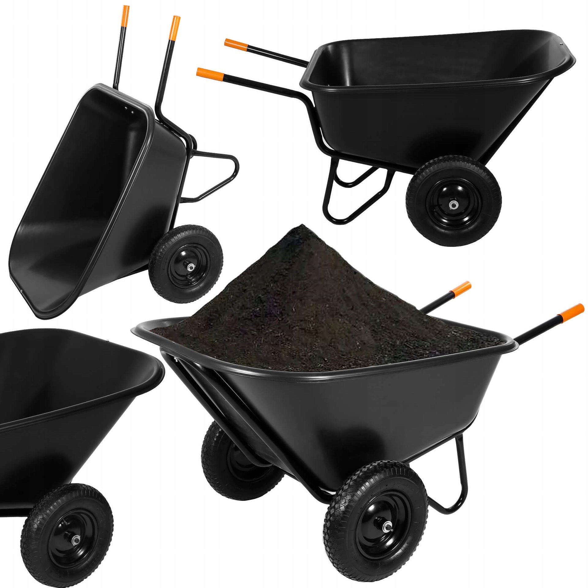 WHEELBARROW FEED TROLLEY CRADLE TWO-WHEELED GARDEN FLIP-FLOP FOR FEED 300L XXL Packaging status original