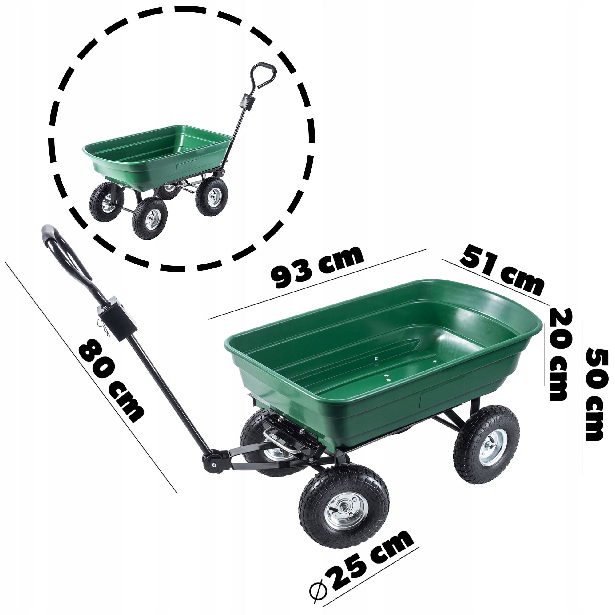 WHEELBARROW GARDEN TROLLEY 300kg TRANSPORT TIPPER STRONG WHEELBARROW TRAILER Brand Kadax