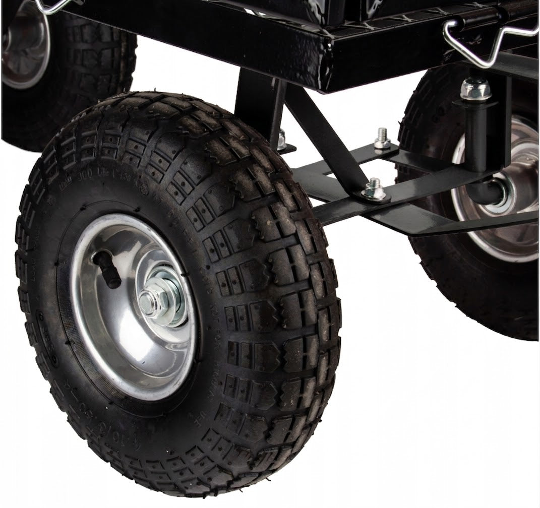 WHEELBARROW STEEL WELDED TRANSPORT TROLLEY FOLDING WITH SWIVEL XL AXLE Manufacturer code Wózek transportowy ogrodowy taczka wywrotka
