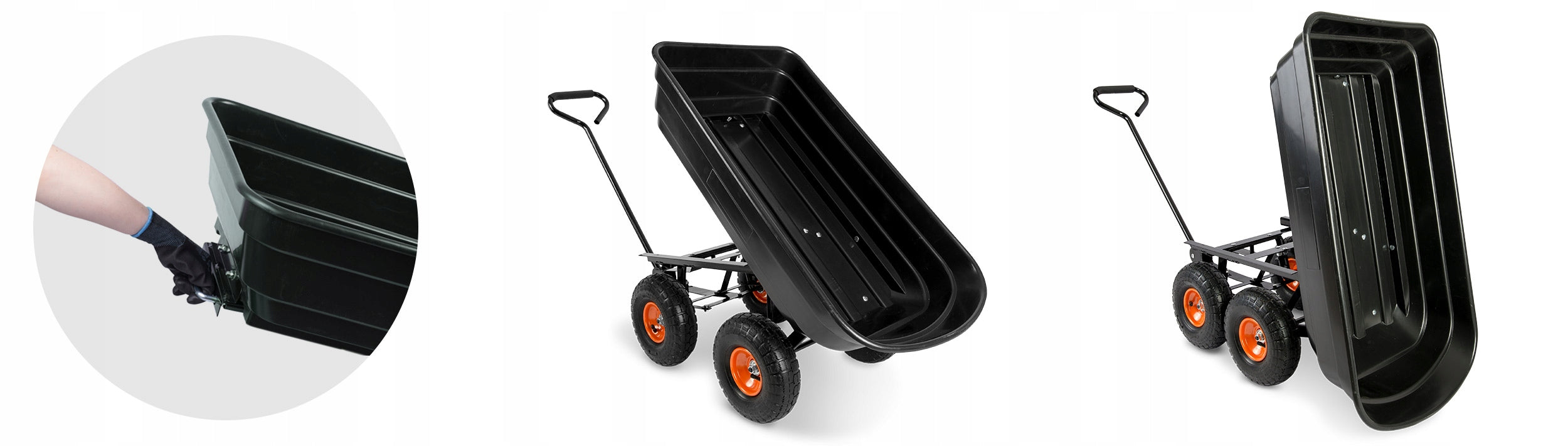 WHEELBARROW TRANSPORT TROLLEY GARDEN DUMP TRUCK 3in1 Capacity 75 l