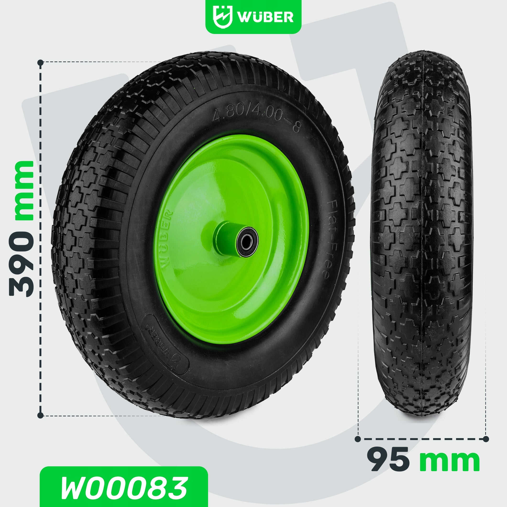 WHEELBARROW WHEEL 15"X 4.00 X8" 180KG WHEELBARROW WHEEL TUBELESS STRONG WUBER Brand Wuber
