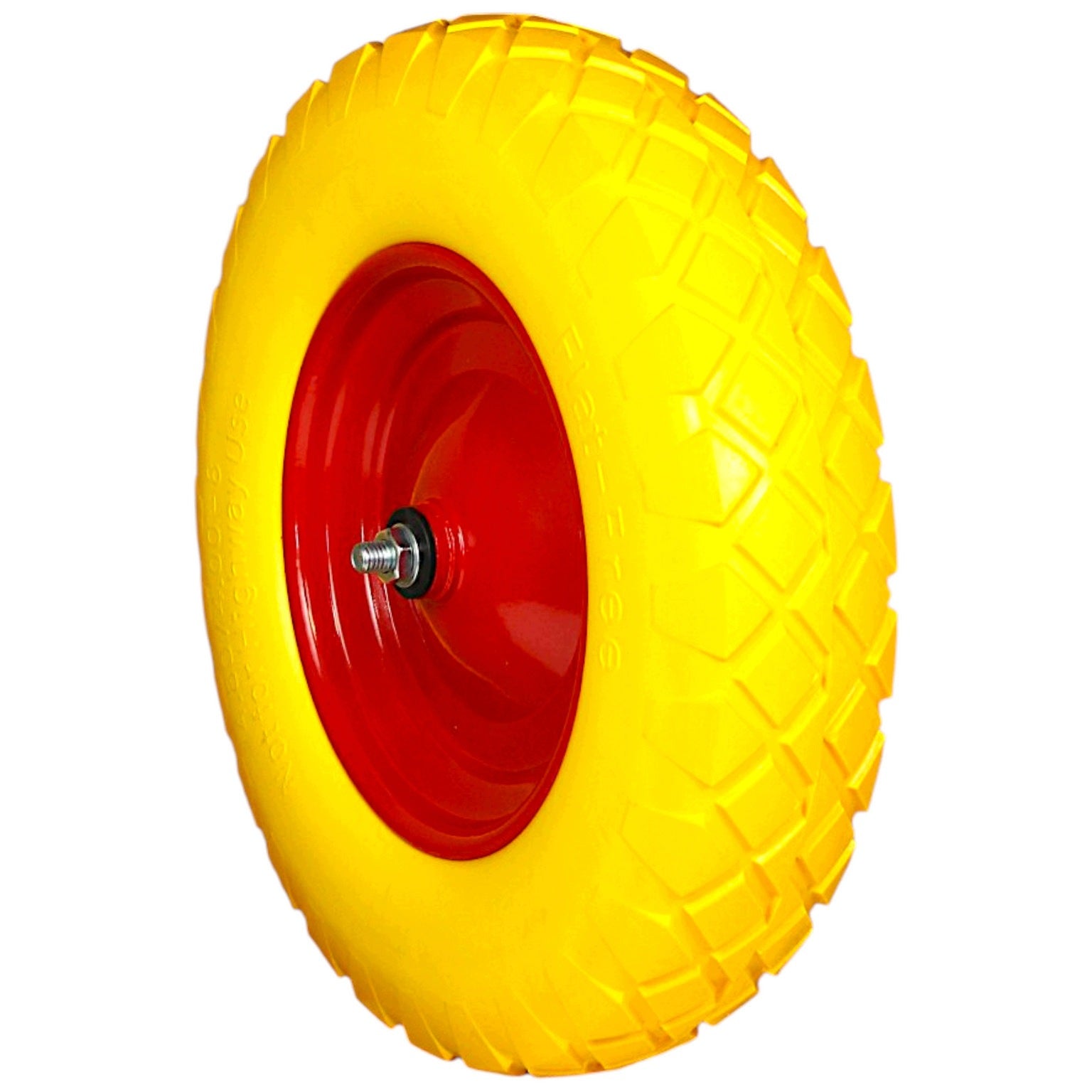 WHEELBARROW WHEEL 4.00-8 PU FOAM YELLOW WITH AXLE