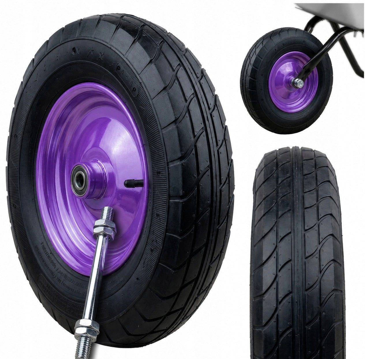 WHEELBARROW WHEEL 4.80/4.00-8 WHEELBARROW TROLLEY 400x8 STRONG AXLE 6PR