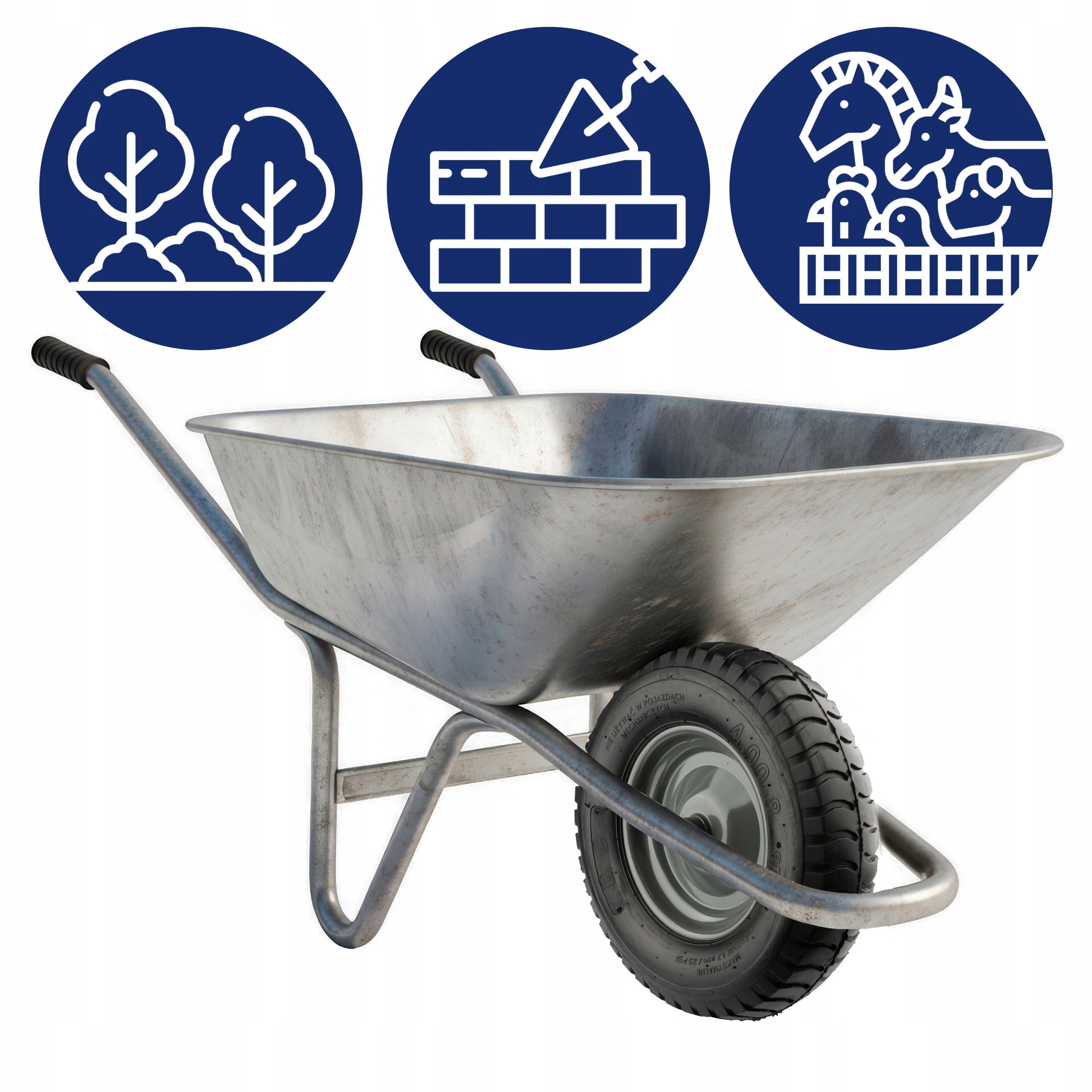 WHEELBARROW WHEEL Begris 400x8 Original Strong 8PR Pumped with inner tube 230kg Manufacturer code Koło do taczki 8PR 4.00-8