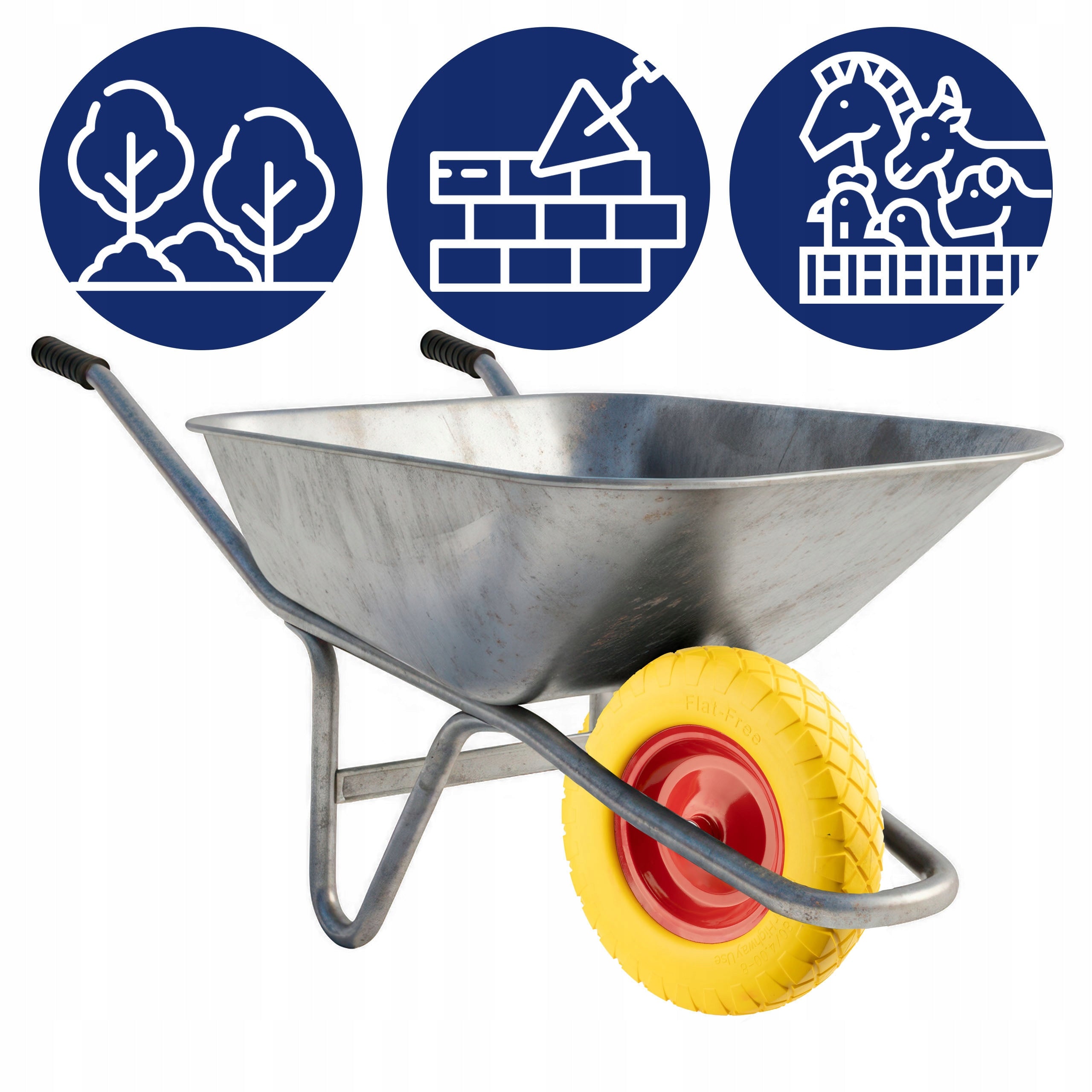 WHEELBARROW WHEEL Begris Solid Full Tubeless Metal Rim 400 8 PU Manufacturer code Koło do taczki poliuretanowe 4.00-8 + OŚKA