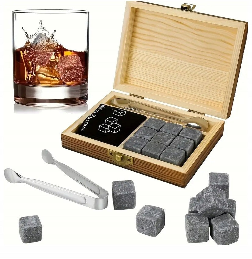 WHISKEY STONES SET GRANITE 12x SET GIFT FOR GUY MAN
