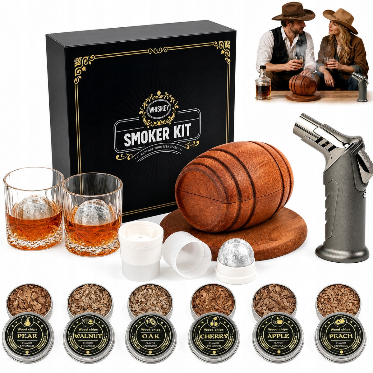 WHISKY SMOKER Smoking Set Birthday Gift for Man.