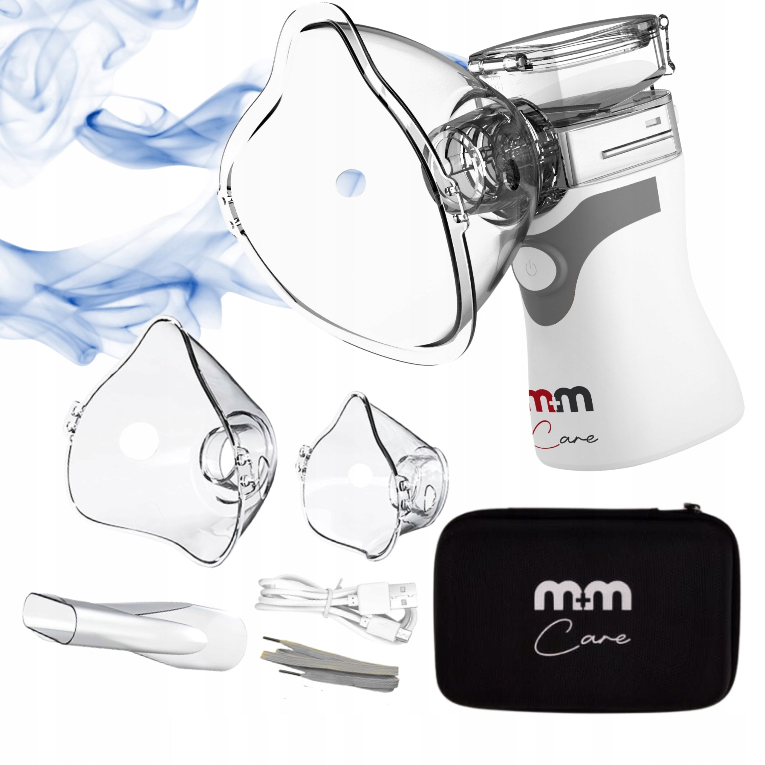 WHITE BATTERY NEBULISER INHALER WITH MASKS FOR CHILDREN AND ADULTS