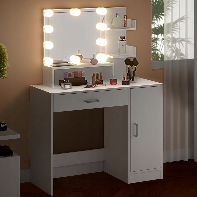WHITE DRESSING TABLE COSMETIC WITH LED MIRROR Furniture depth 40 cm
