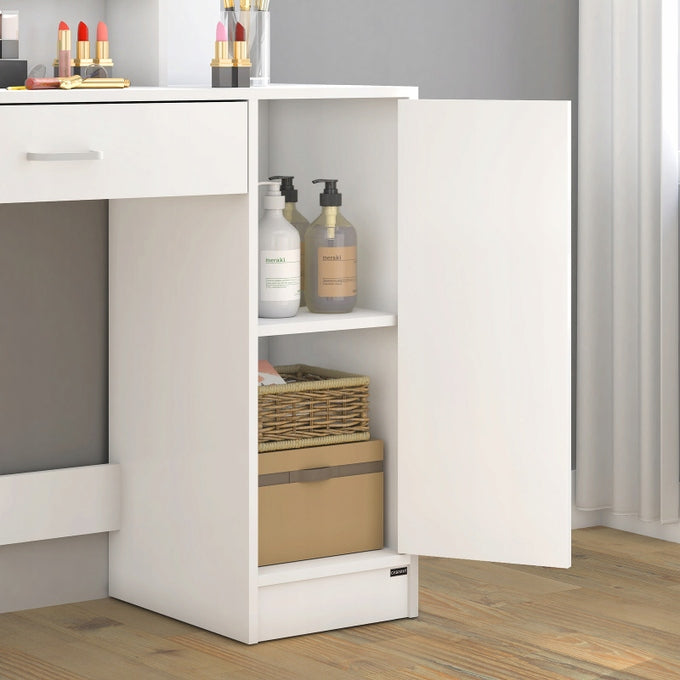 WHITE DRESSING TABLE COSMETIC WITH MIRROR 90x38x137cm Furniture color white