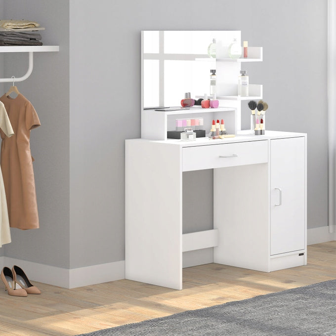 WHITE DRESSING TABLE COSMETIC WITH MIRROR 90x38x137cm Manufacturer code 995263