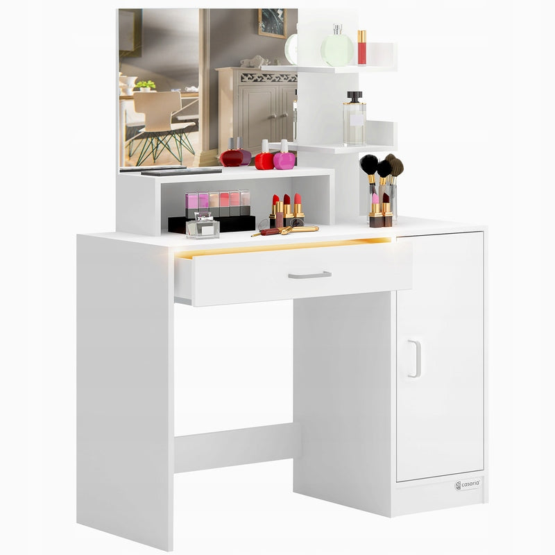 WHITE DRESSING TABLE COSMETIC WITH MIRROR 90x38x137cm