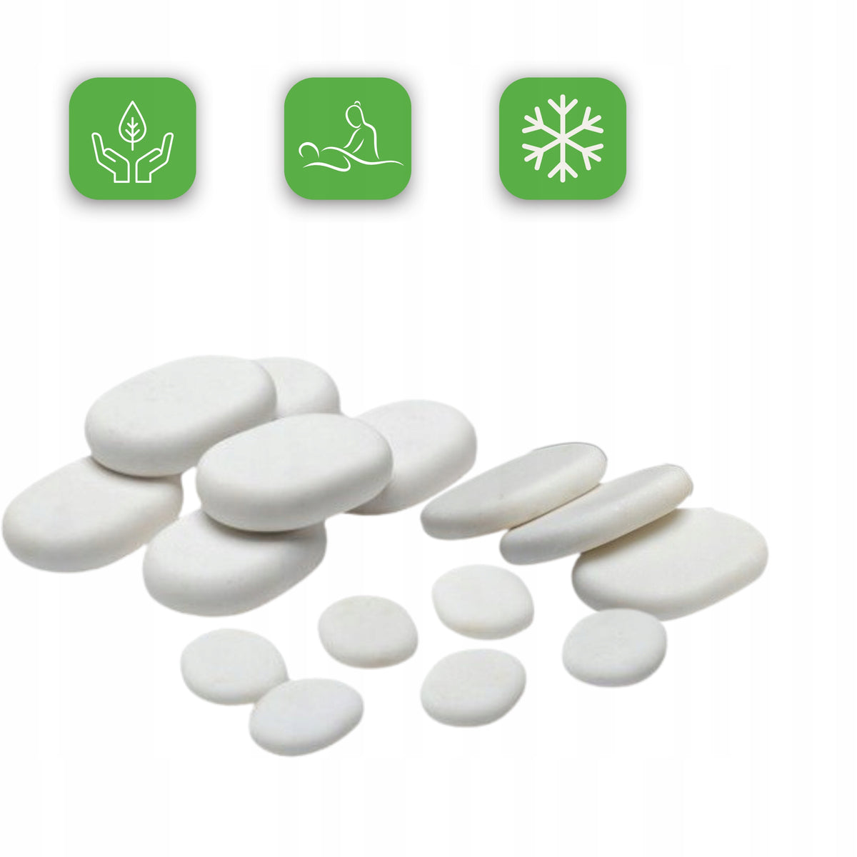WHITE MARBLE MASSAGE STONE SET 15 PIECES Manufacturer code V-KA0015