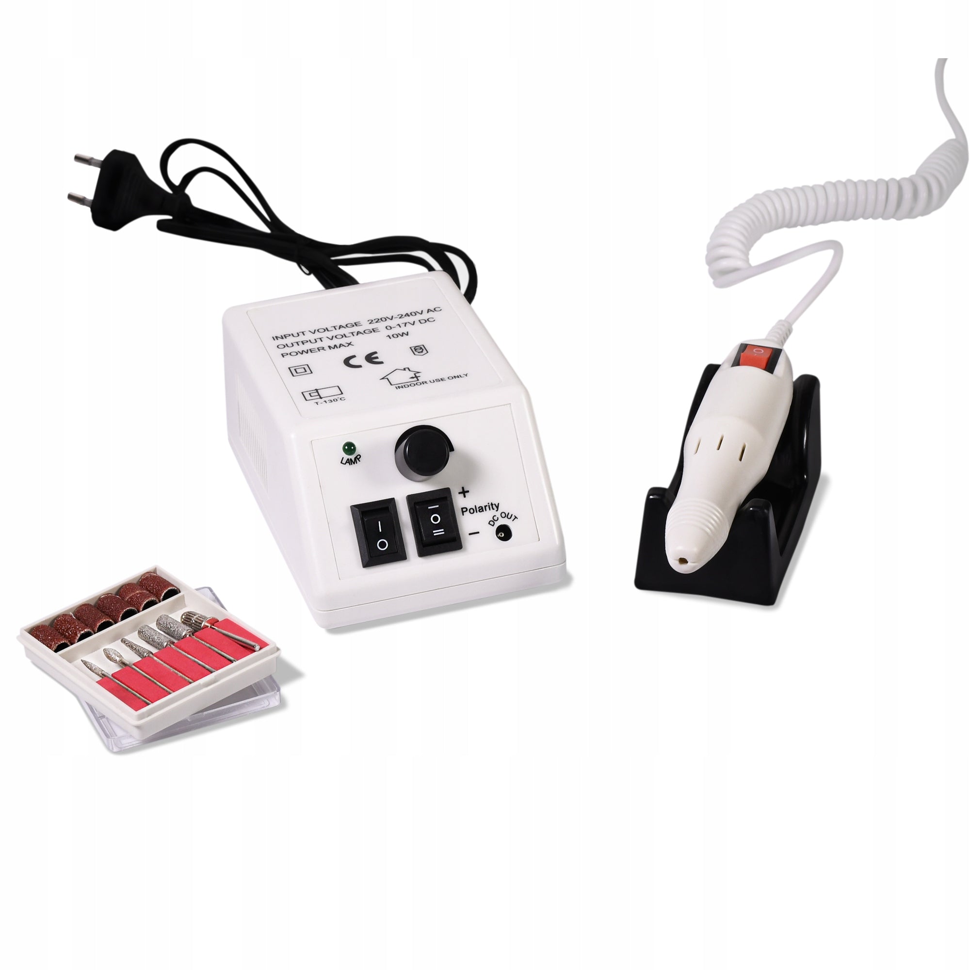 WHITE NAIL MILLING MACHINE FOR HYBRID GEL REMOVAL NAILS + CUTTERS