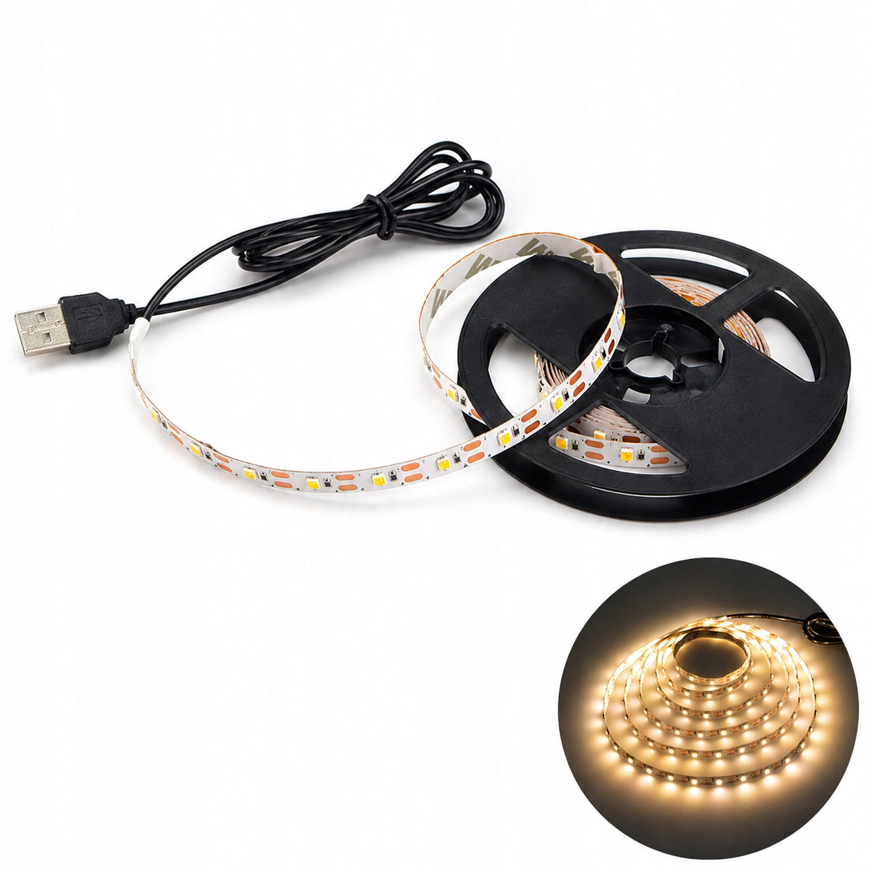 WHITE WARM LED 3M TV USB TAPE BACKLIGHT 5v