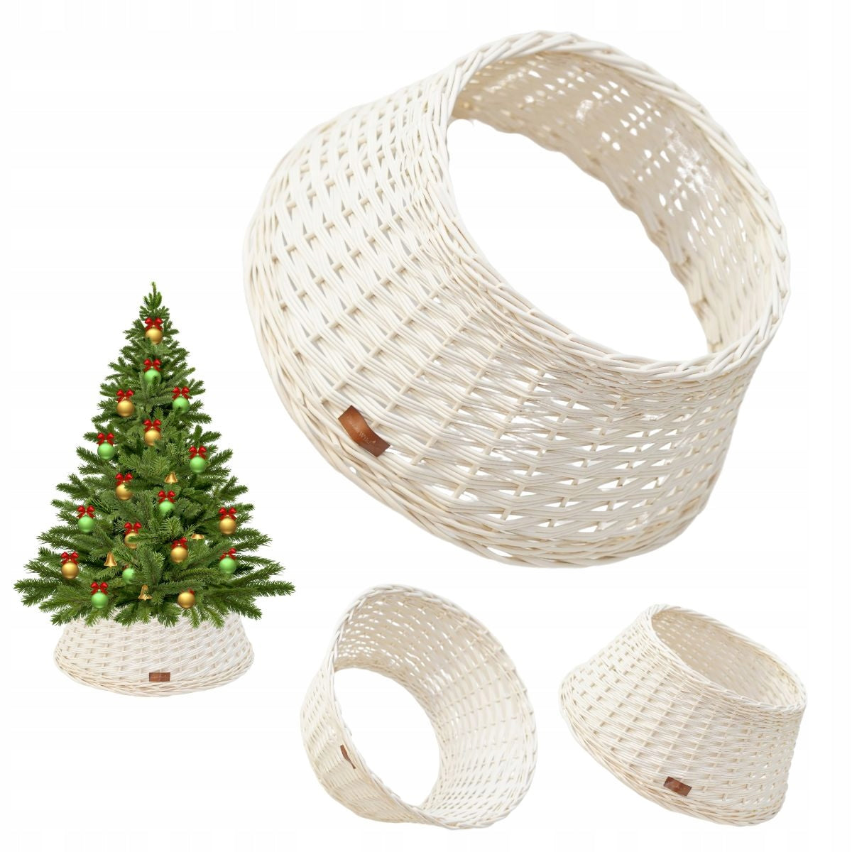 WICKER BASKET FOR CHRISTMAS TREE STAND 50 CM BLEACHED CHRISTMAS TREE COVER EAN (GTIN) 5904183401089