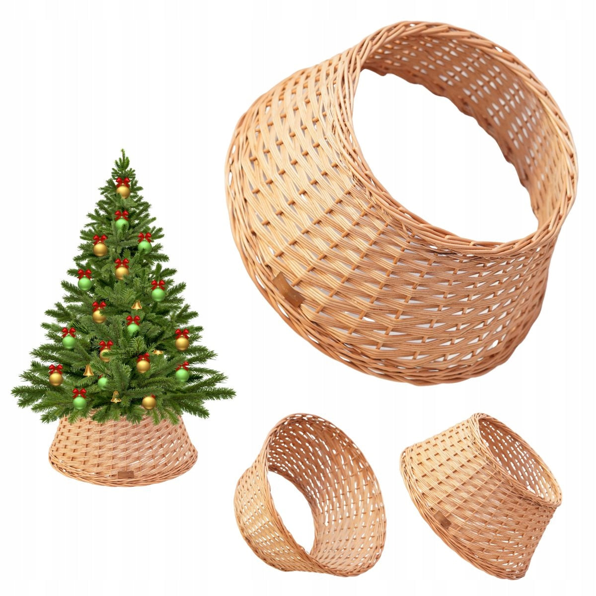 WICKER CHRISTMAS TREE STAND COVER Ø 45CM NATURAL EAN (GTIN) 5904183401034