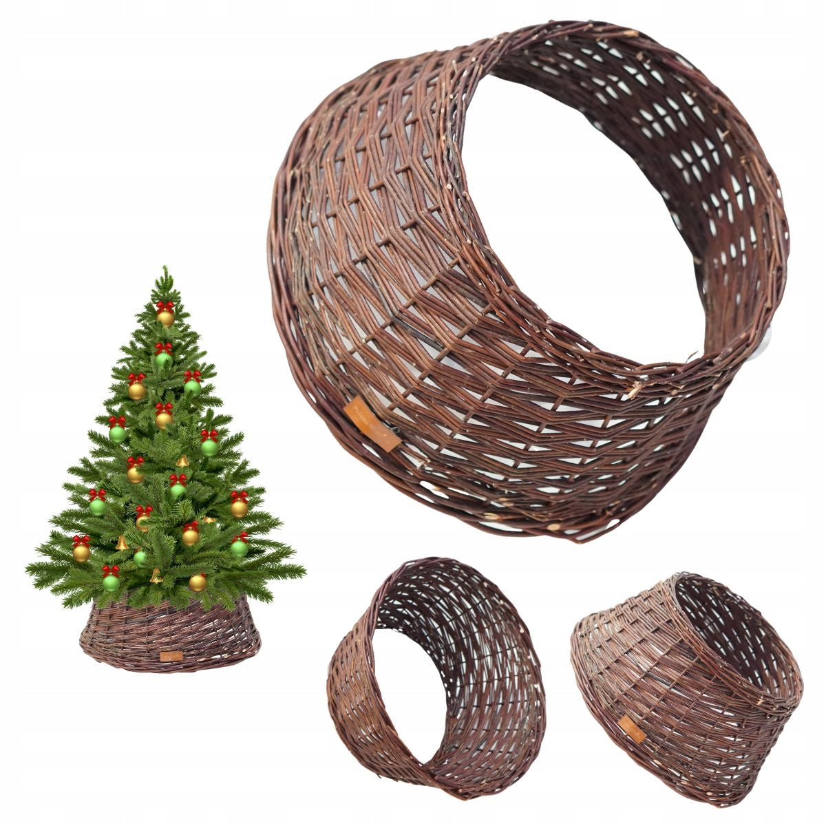 WICKER CHRISTMAS TREE STAND COVER Ø 60 CM DARK EAN (GTIN) 5904183401041