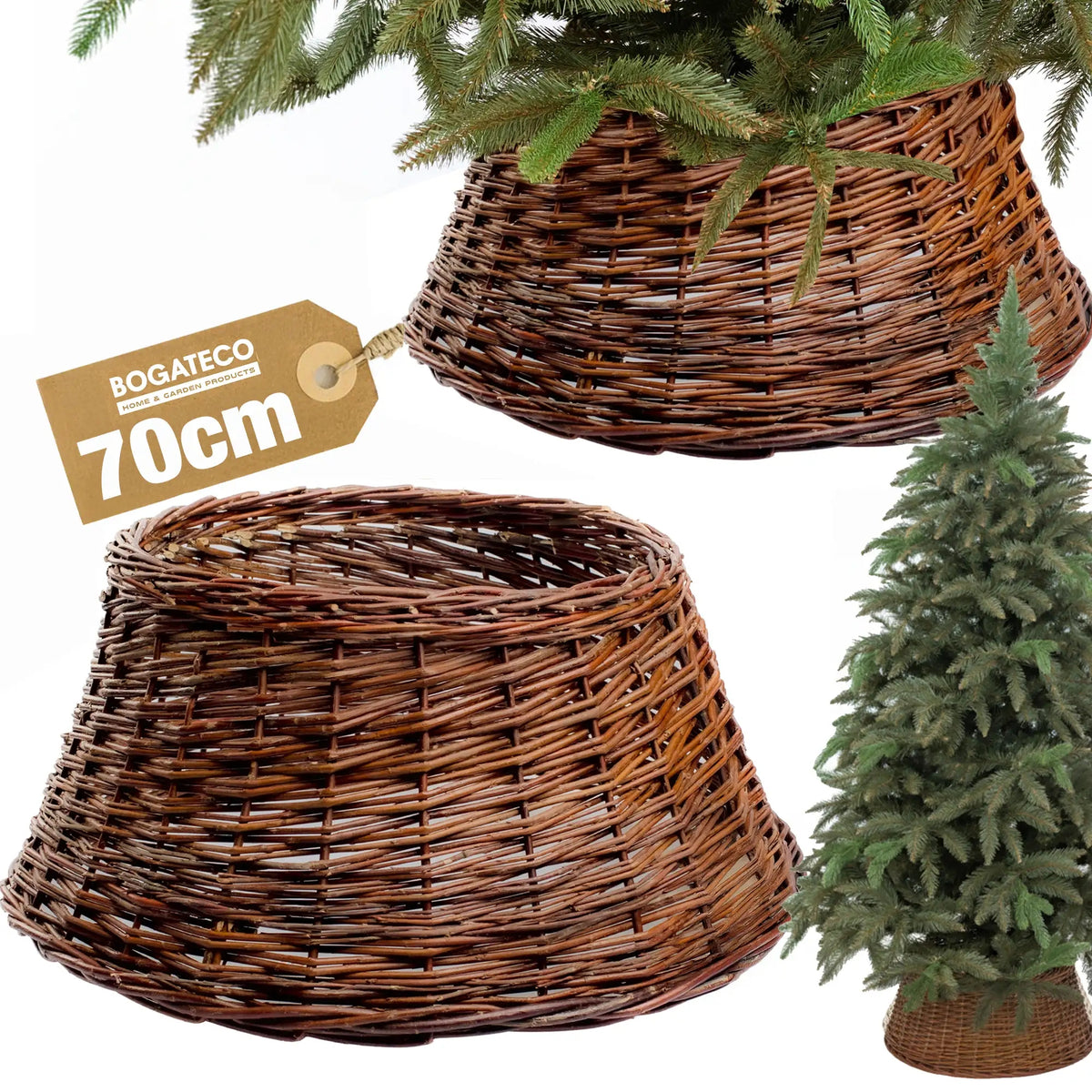 WICKER COVER FOR CHRISTMAS TREE STAND 70CM CHRISTMAS TREE COVER BROWN