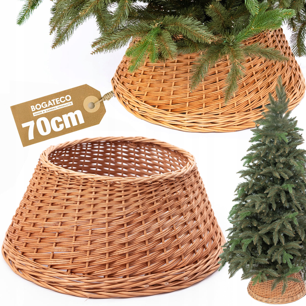 WICKER COVER FOR CHRISTMAS TREE STAND 70CM NATURAL CHRISTMAS TREE COVER