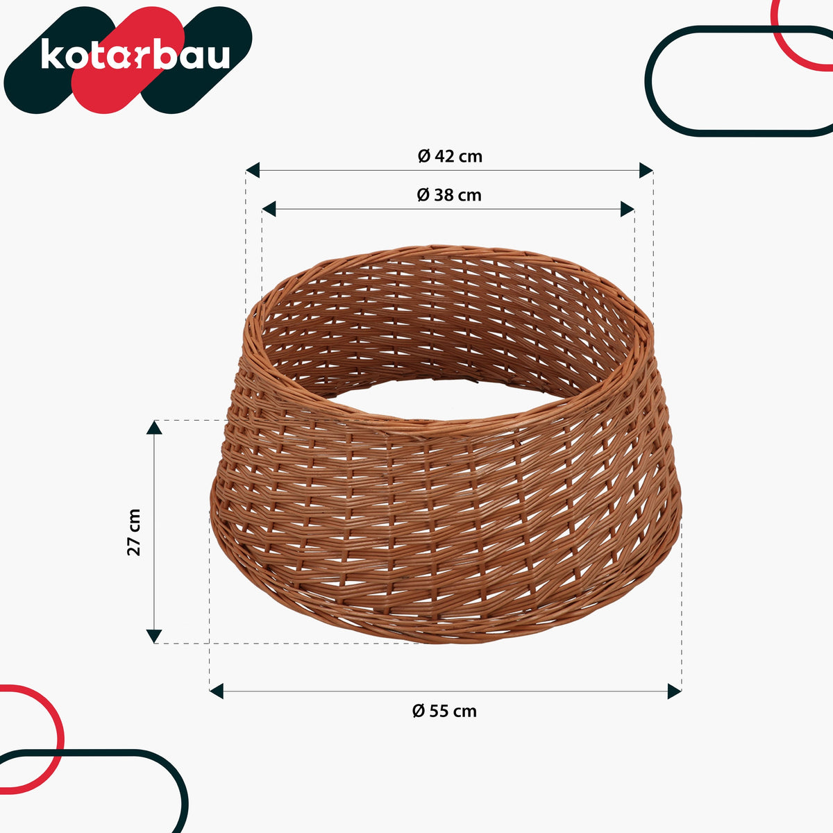 WICKER COVER FOR CHRISTMAS TREE STAND BOHO BASKET STAND NATURAL FI 55 CM Brand Kotarbau