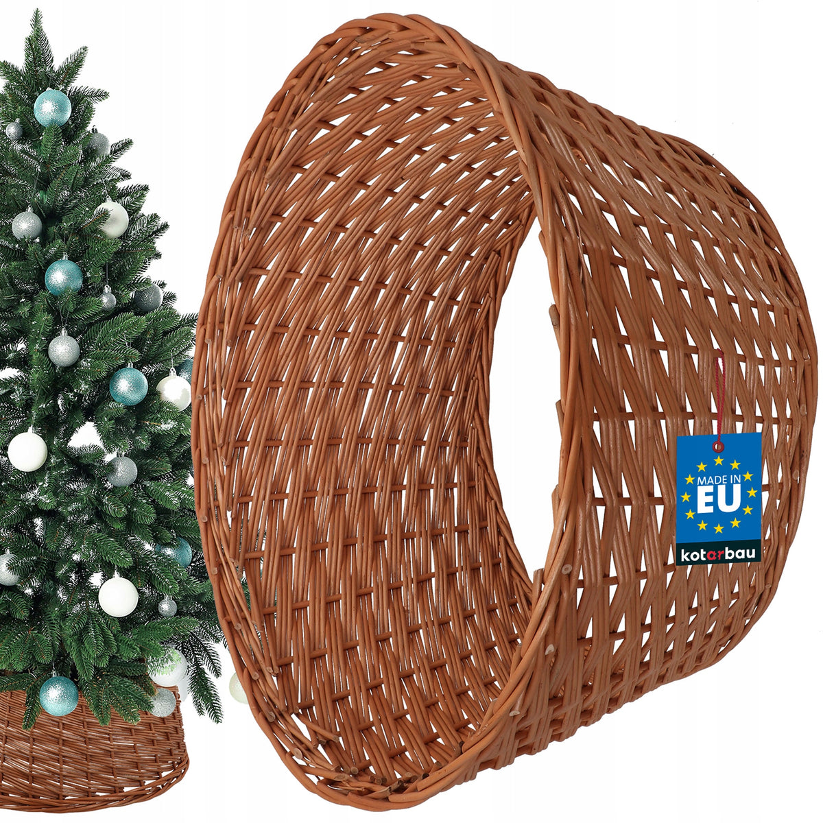 WICKER COVER FOR CHRISTMAS TREE STAND BOHO BASKET STAND NATURAL FI 55 CM