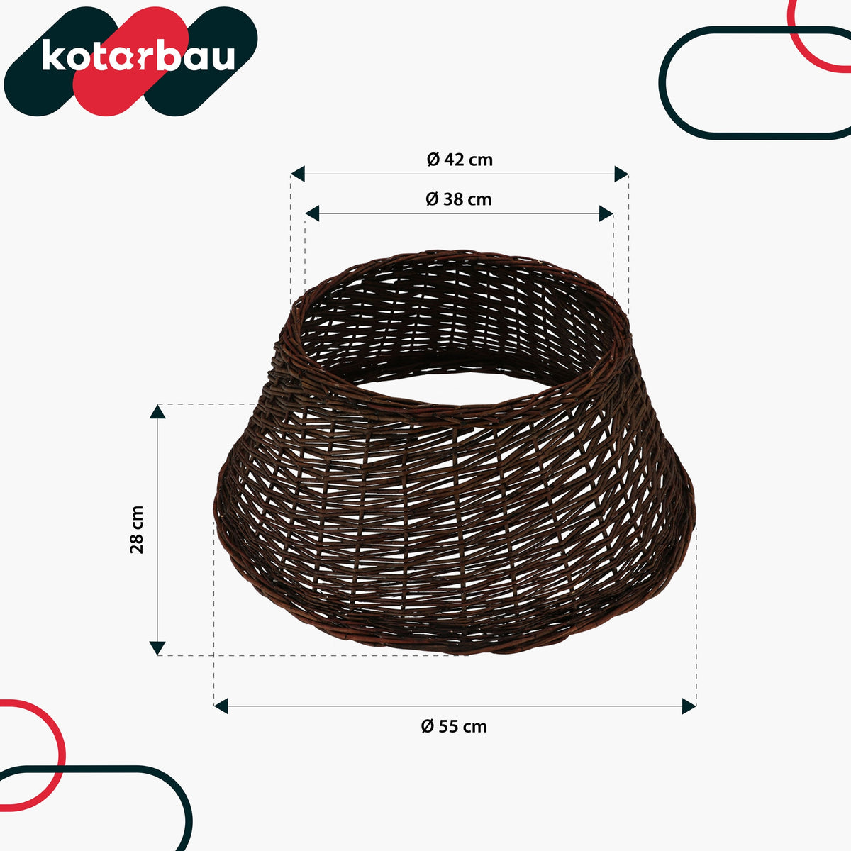 WICKER COVER FOR CHRISTMAS TREE STAND DARK BROWN BASKET STAND FI 55 CM Manufacturer code N921