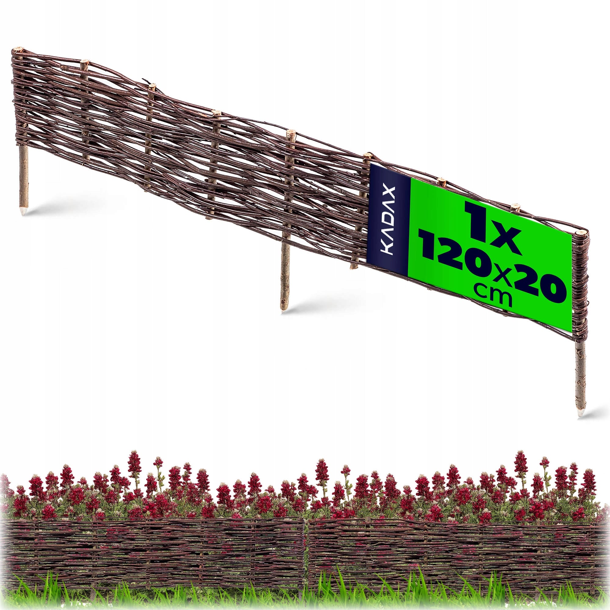 WICKER GARDEN PALISADE LAWN FENCE 120x20 cm HIGH FENCE