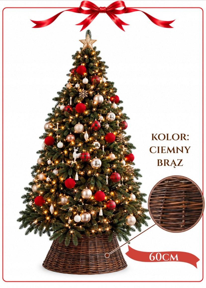 WICKER HYON STAND COVER FI 60 cm , CHRISTMAS TREE BASKET BROWN