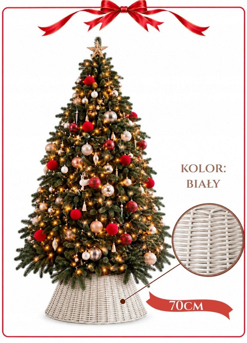 WICKER HYON STAND COVER FI 70 cm , CHRISTMAS TREE BASKET WHITE