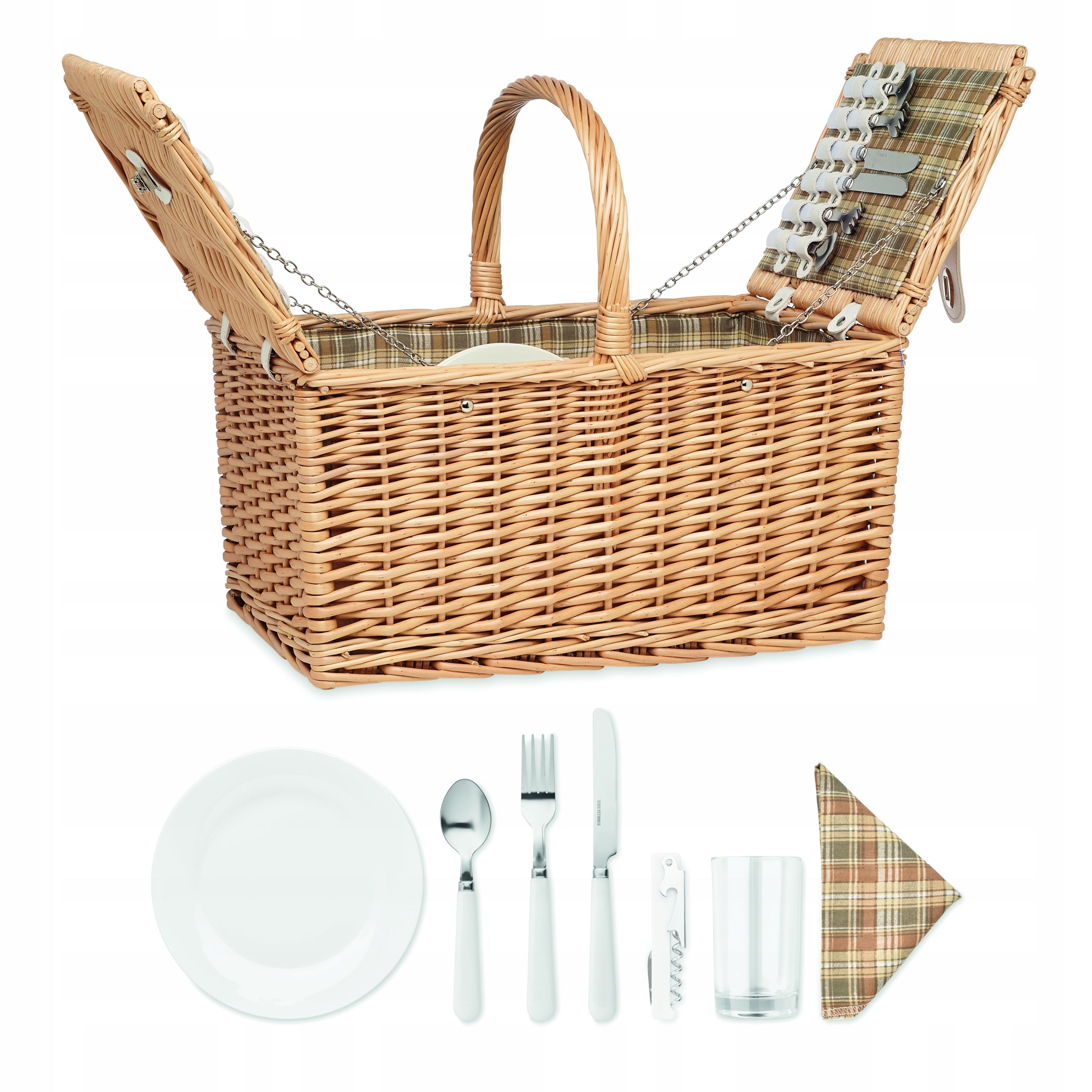 WICKER PICNIC BASKET with equipment for 4 people for picnic WEDDING gift