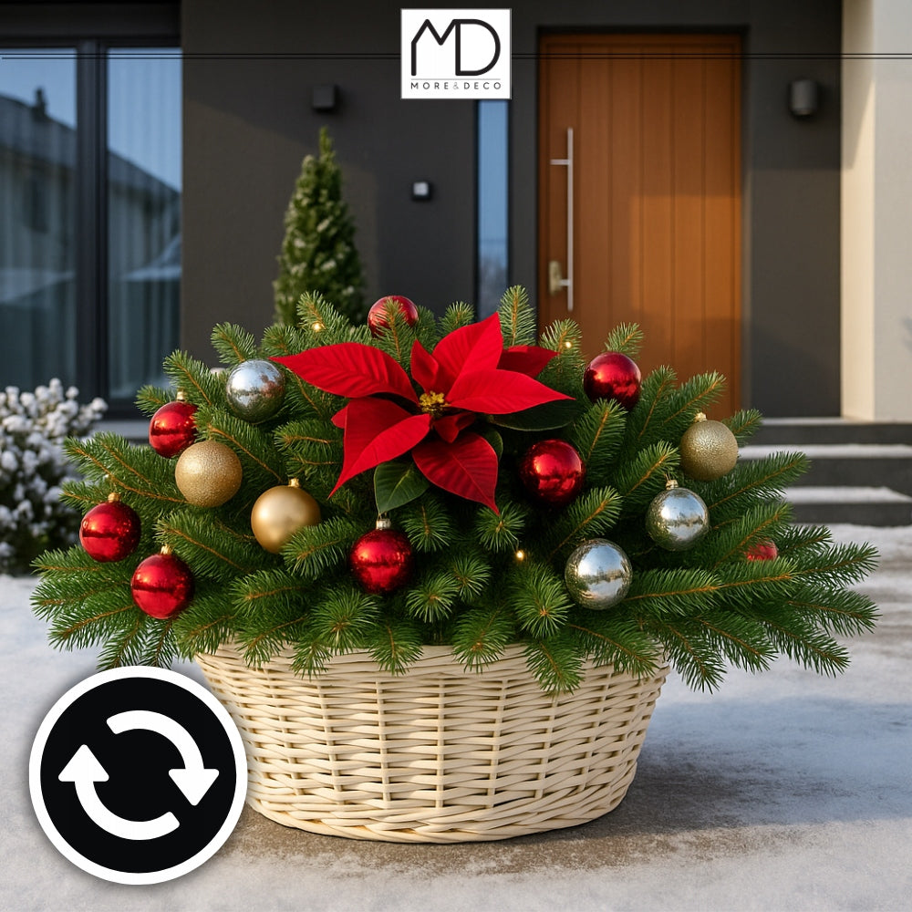 WICKER STAND COVER BEIGE UNDER THE CHRISTMAS TREE STAND WICKER BASKET Brand MORE&DECO