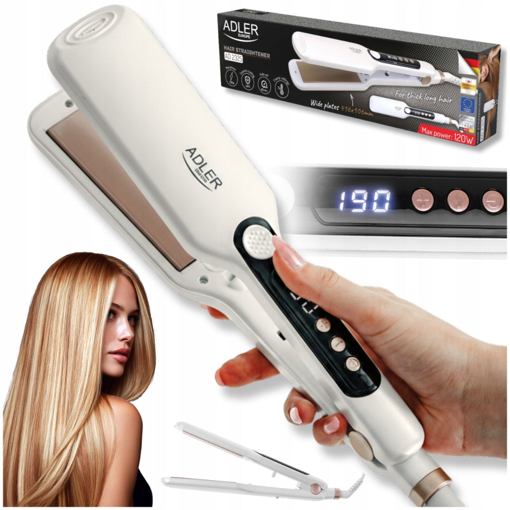 WIDE HAIR STRAIGHTENER CERAMIC TEMPERATURE CONTROL 7 SETTINGS