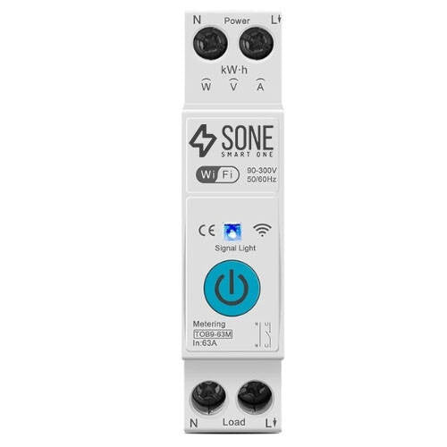 WIFI 16A TUYA SMART Relay WITH DIN WEAR MEASUREMENT REMOTE CONTROL Manufacturer code Przekaźnik WIFI 16A TUYA SMART Z POMIAREM