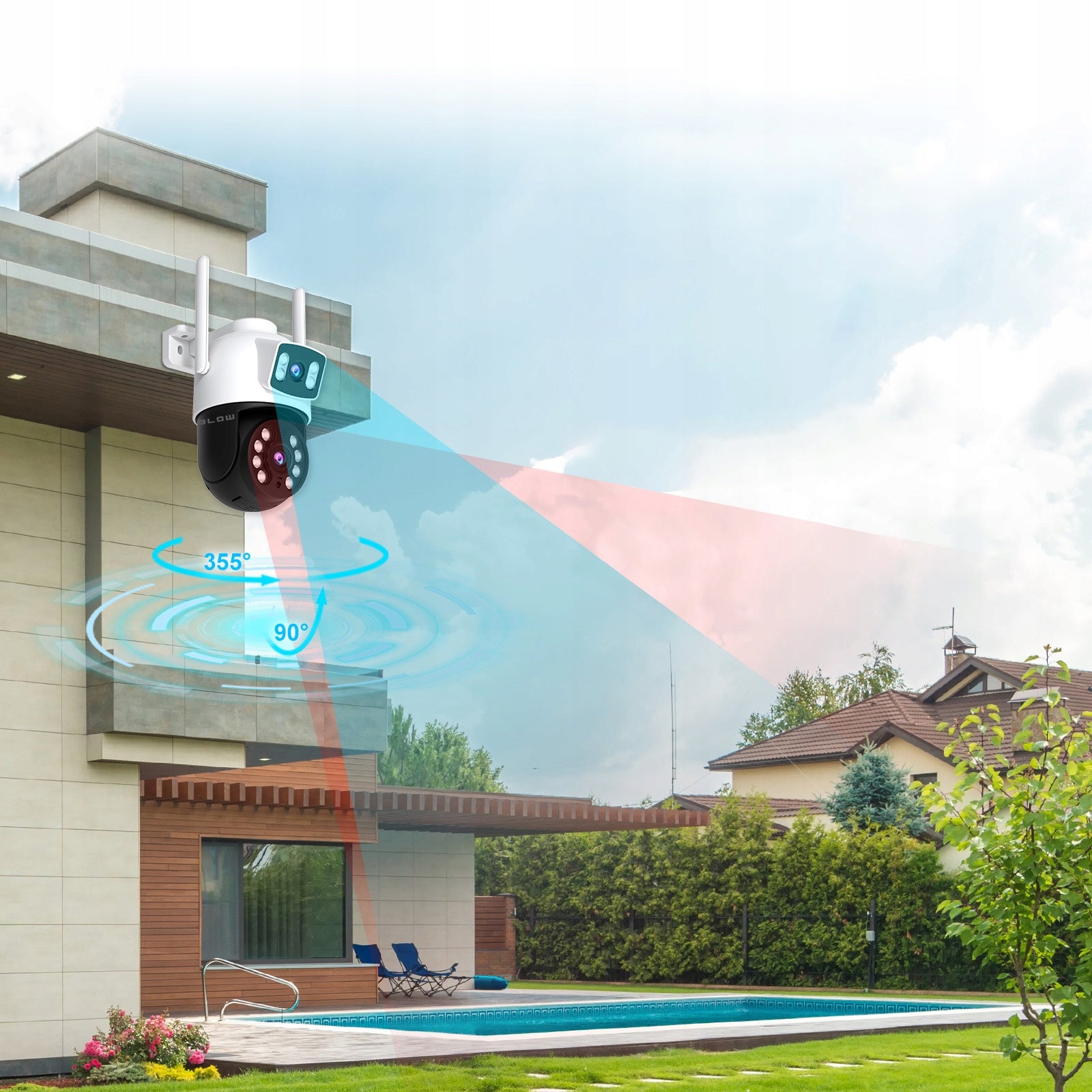 WIFI CAMERA 6MP ROTATING TWO LENSES IR DUAL HD ICSEE SMART IP65 PTZ Kind internal external
