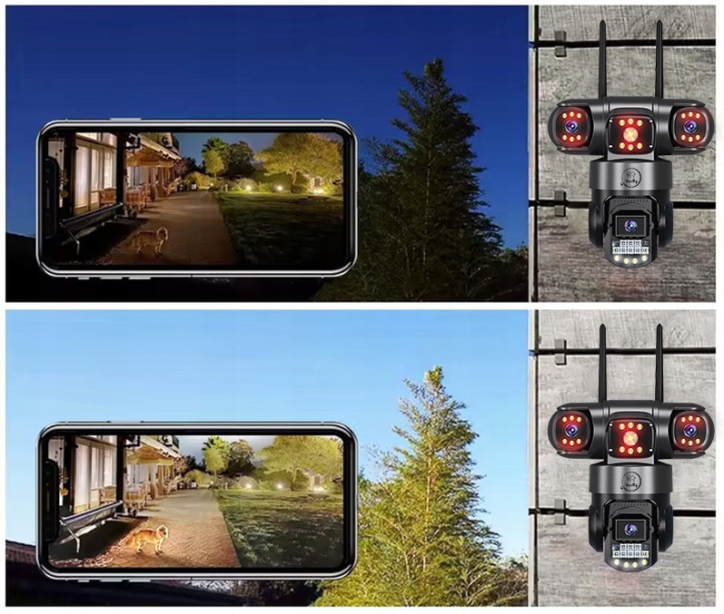 WIFI CAMERA OUTDOOR ROTATING TRIPLE 3X4MP ZOOM ALARM DETECTION IP SMART Kind internal external