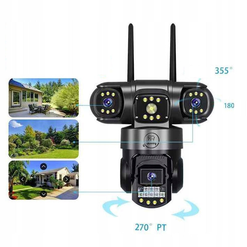 WIFI CAMERA OUTDOOR ROTATING TRIPLE 3X4MP ZOOM ALARM DETECTION IP SMART Packaging status original