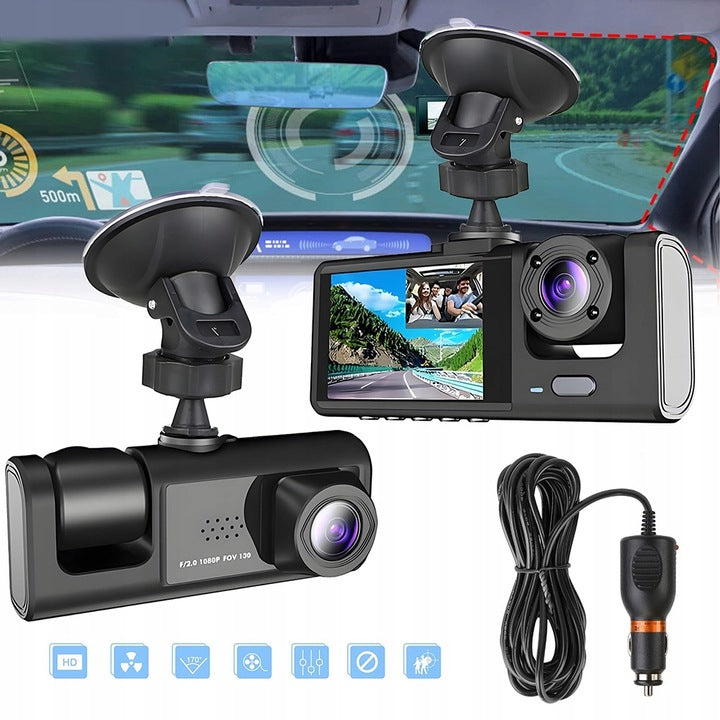 WIFI DASH CAM FULL HD VIDEO RECORDER 3 LENSES+64GB SD Model SIM-AA-DV312