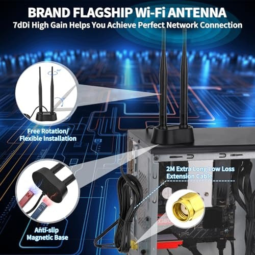 WIFI DUALBAND ANTENNA 2 4/5 GHZ RP SMA 7 DBI MAGNETIC Silicone CABLE Brand no brand