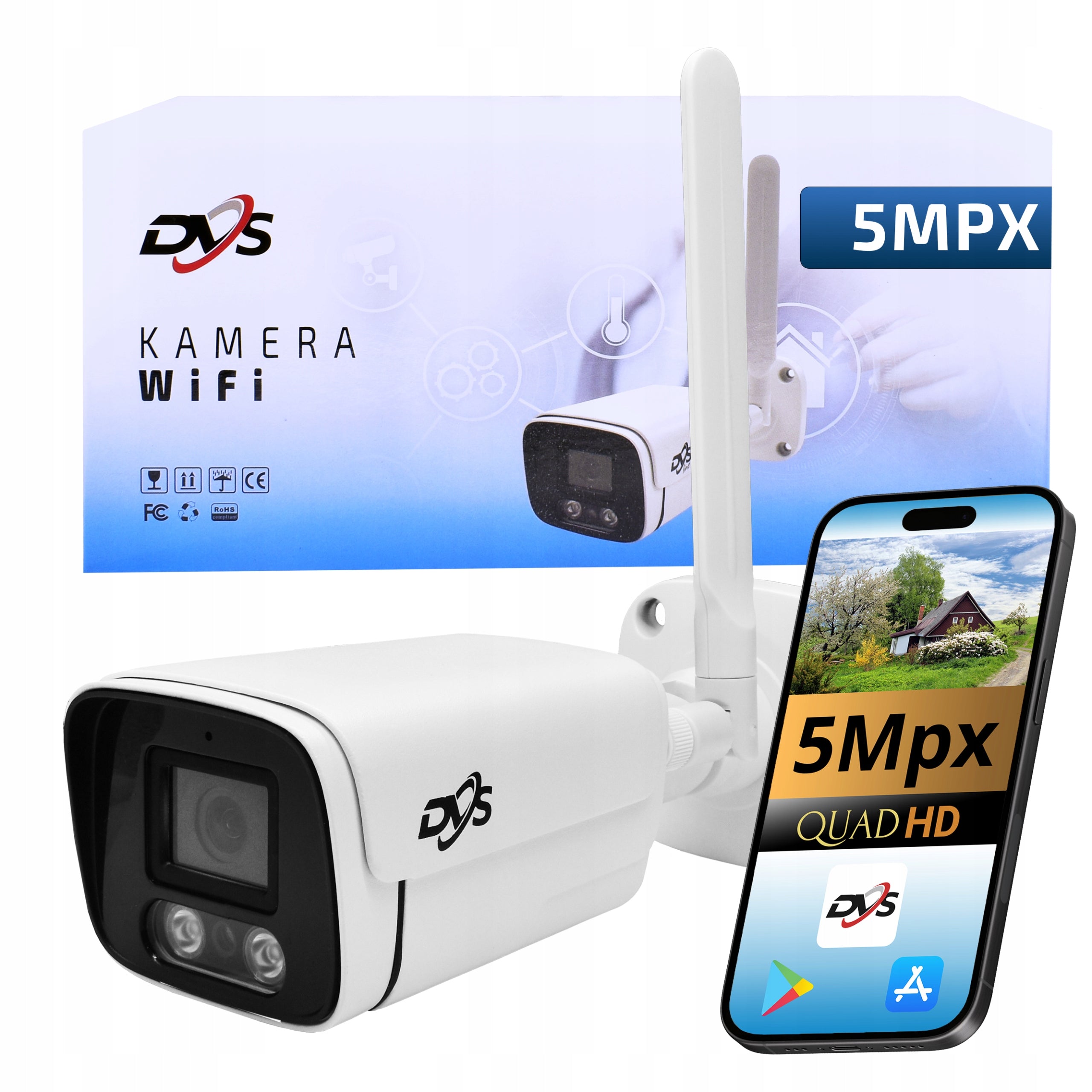 WIFI WIRELESS CAMERA IP 5MPX 2K IR20 METAL OUTDOOR AUDIO SMART DVS