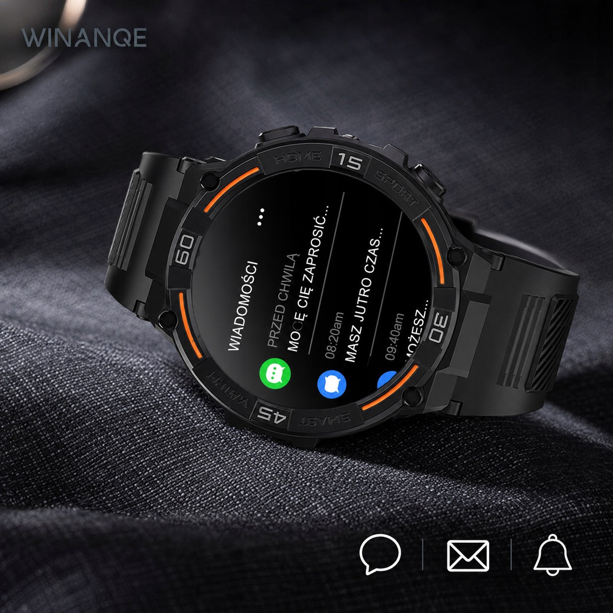 WINANQE MEN'S SMARTWATCH 360x360 CONVERSATION MENU PL WATERPROOF Brand WINANQE