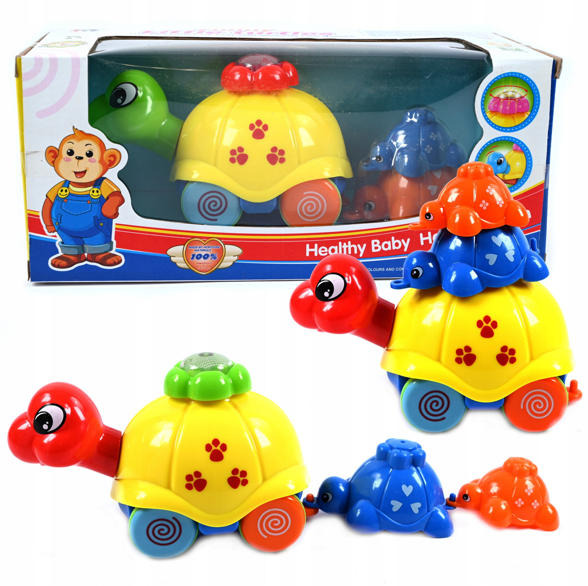WIND-UP TURTLE ESCAPING CRAWLING DRIVE TOY RIDING TURTLE
