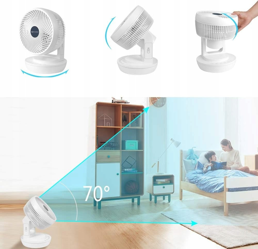 WINDMILL CIRCULATION FAN Oscillating Rotating Desk Quiet + Remote Control Brand MYCARBON